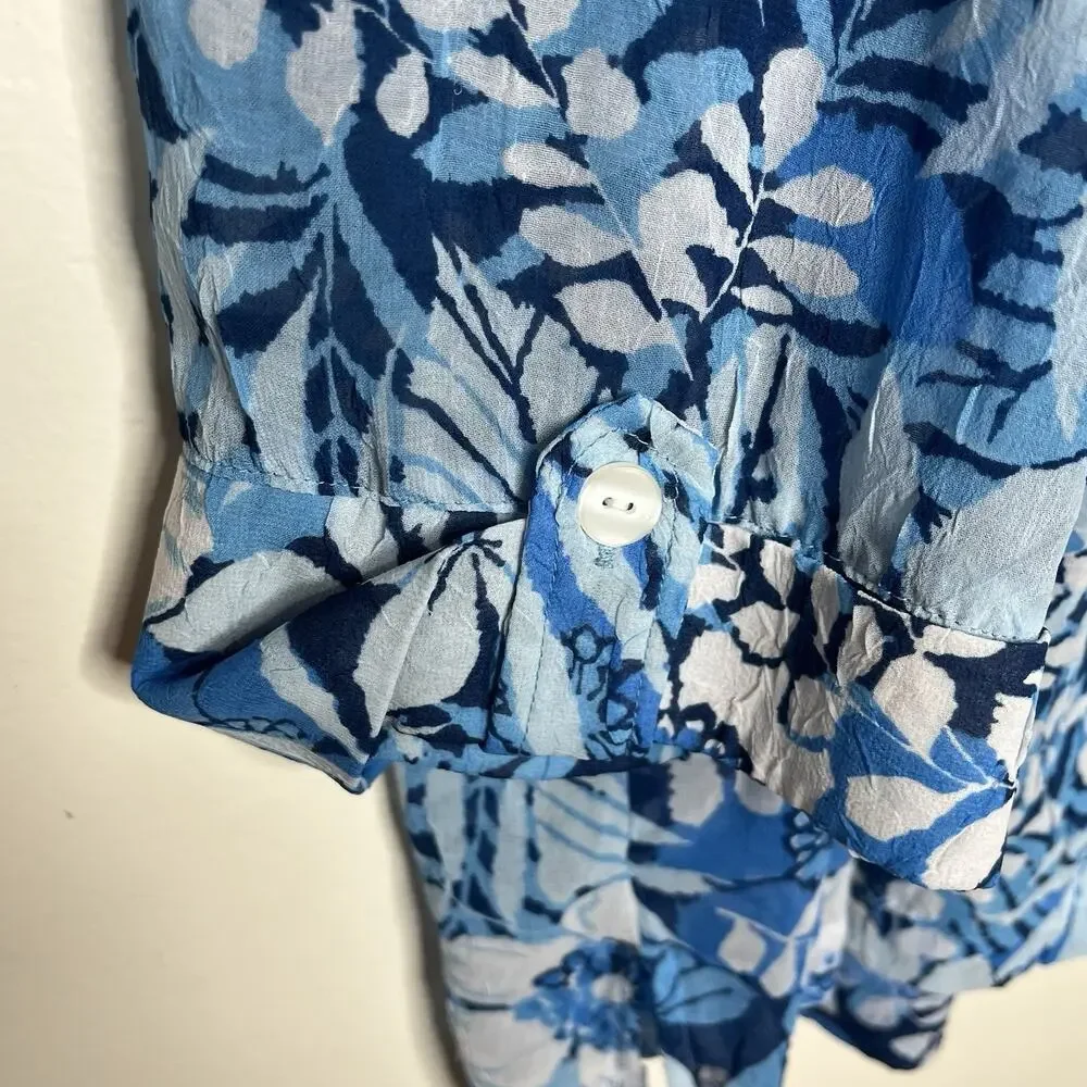 Sheer Tropical Floral Top Blue Womens Size 1X Cathy Daniels Resort